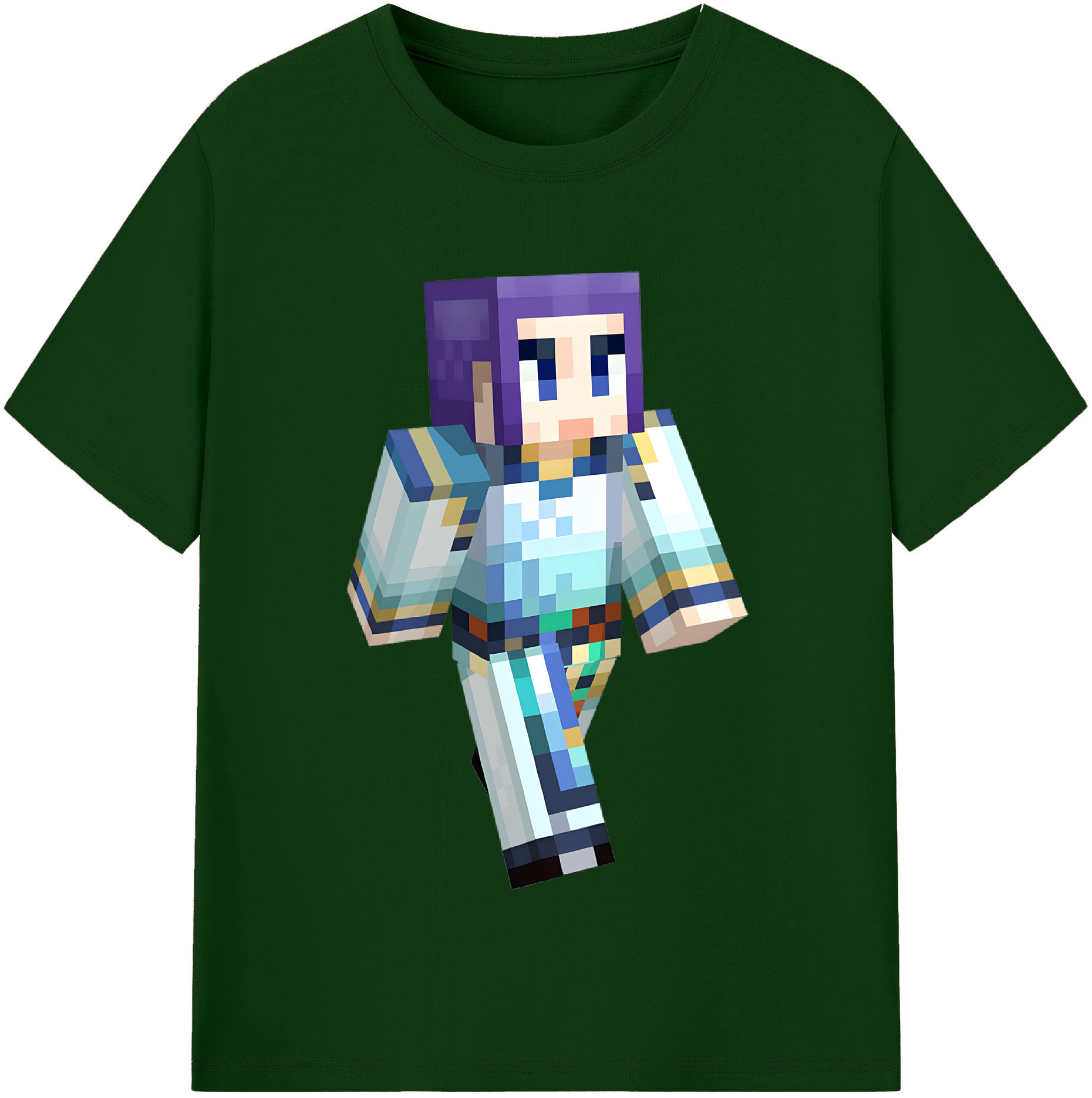 （画像用） マインクラフト ブロックの世界 Minecraft MC Block world 綿100％半袖Tシャツ（フロントプリント）